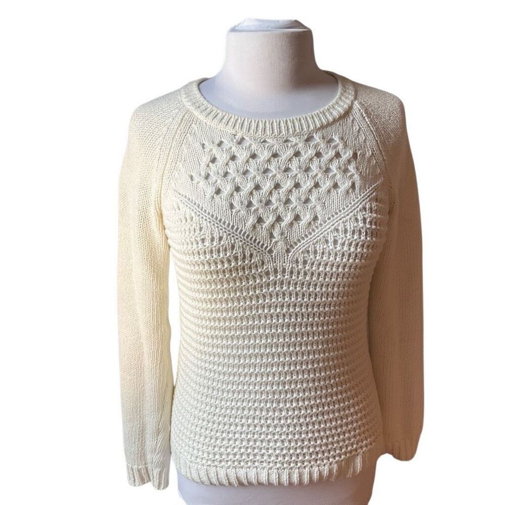 Lilly Pulitzer White Open Knit Long Sleeve Sweater, Small. Preppy, oldmoney, coa